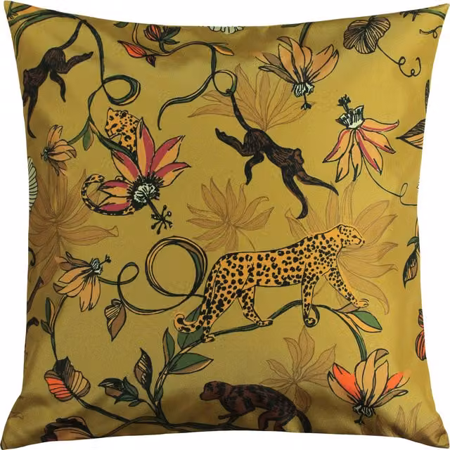 Make it a Home Botanical Wildlife Outdoor Square Cushion Cover in Gold and Yellow