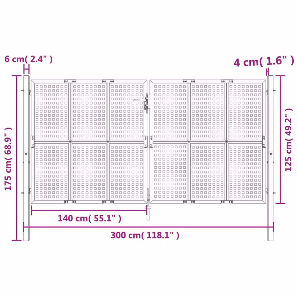 Berkfield Home Anthracite Steel Wire Mesh Garden Gate W: 300 cm, H: 175 cm – 5