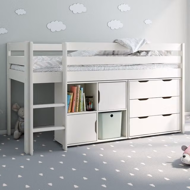 Noomi Nora Midi Storage Cabin in White Lacquered Pine Wood