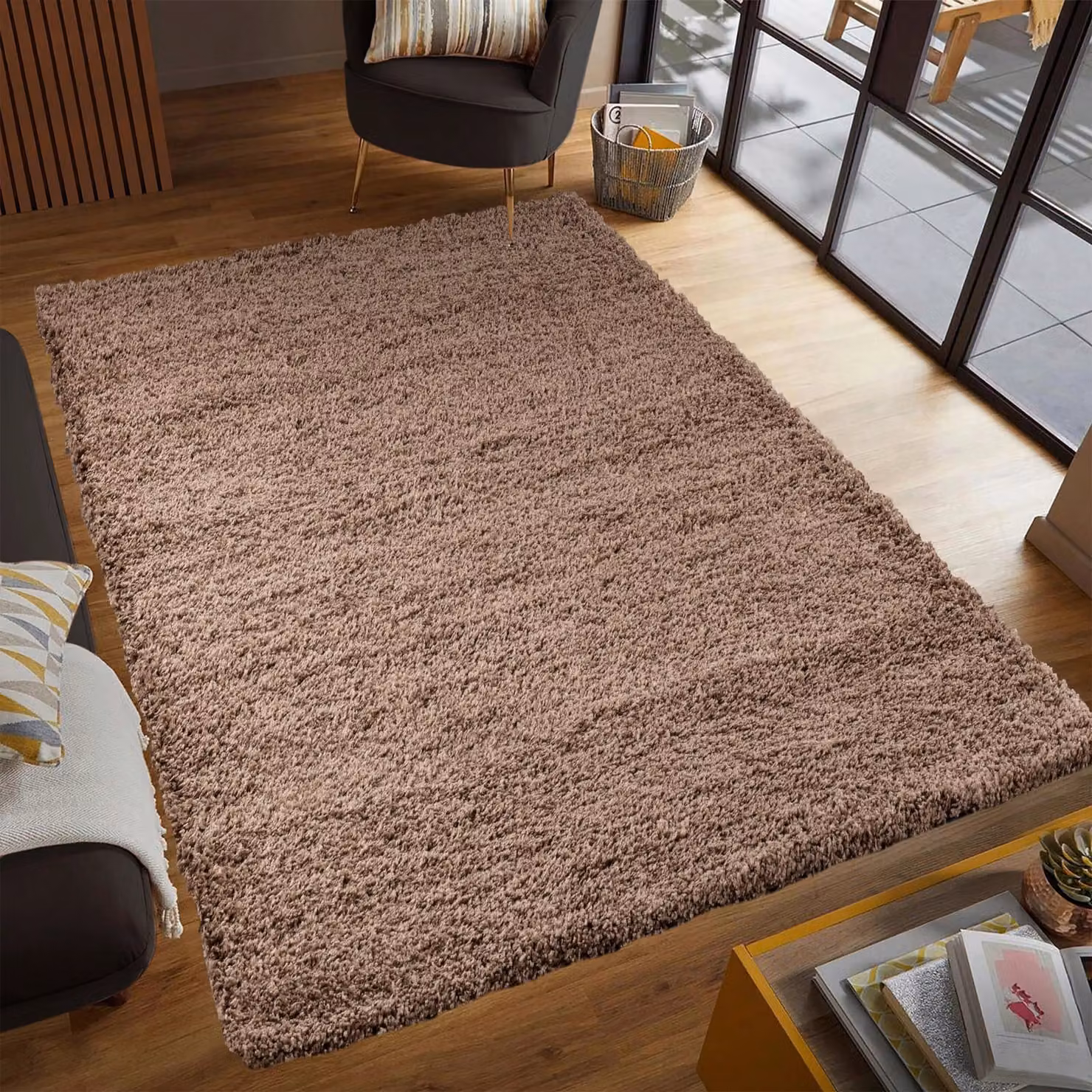 Smart Living Shaggy Area Rug in Beige, 5cm Pile, W/D: 80 x 150 cm – 1