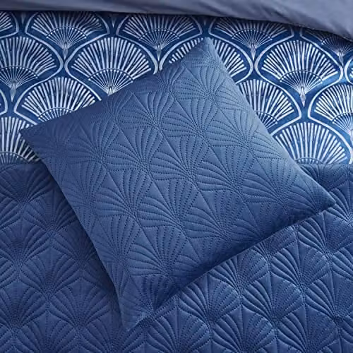Catherine Lansfield Living Art Deco Pearl Square Cushion, Blue, 45 x 45 cm