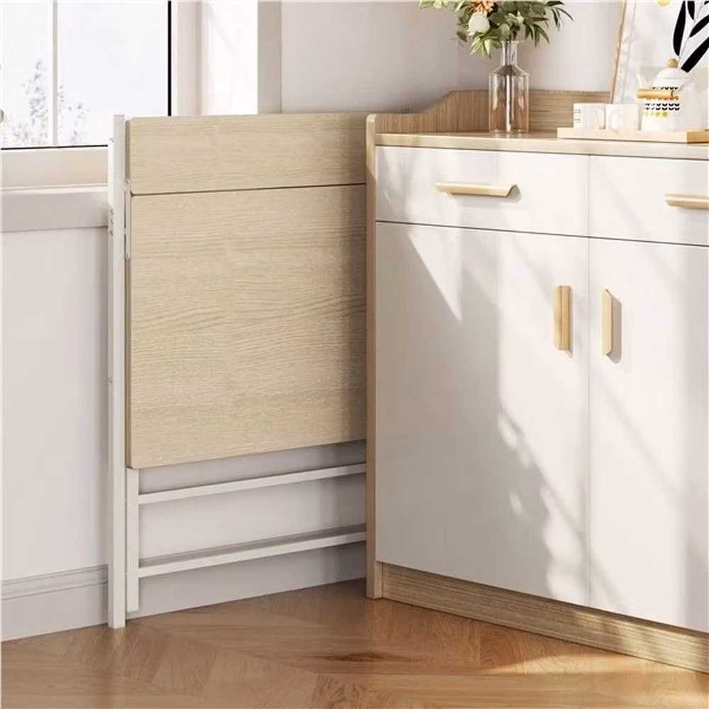 KORVIXA Foldable Computer Office Desk with Monitor Shelf in Beige, W/D: 100 x 100 cm – 2