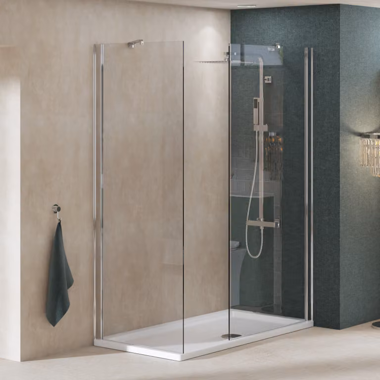 Royal Bathrooms Marbella Walk In Shower Enclosure with Tray, Clear, W/D: 1700 x 760 mm