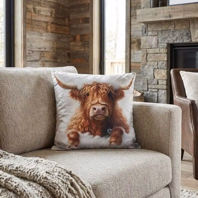 Garden Greatness Highland Cow Bath Cushion, Multicolour, W/D/H: 45 x 45 x 1 cm – 1