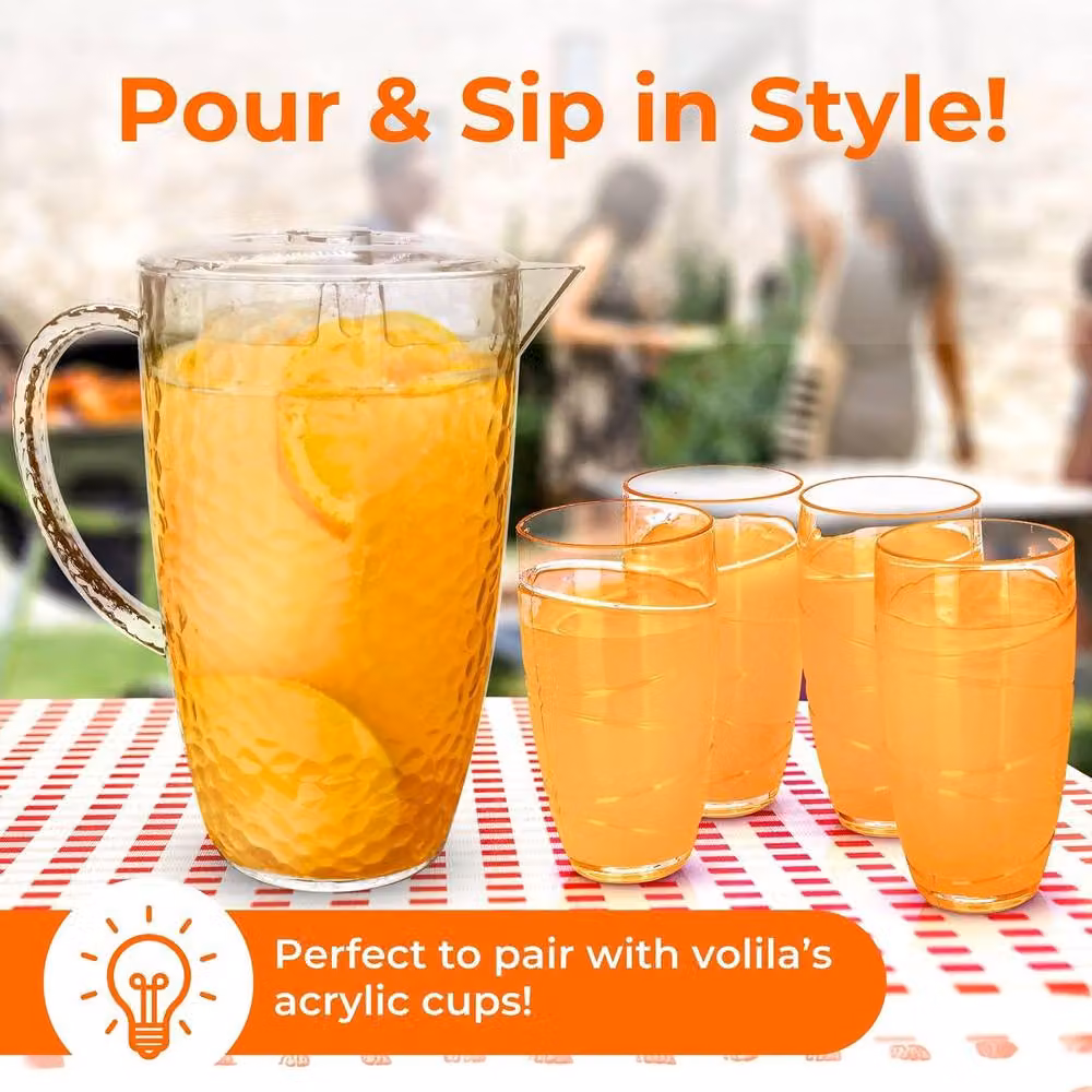 Volila 2L Plastic Cocktail Pitcher Jug with Lid, 2 Pack, Transparent – 3