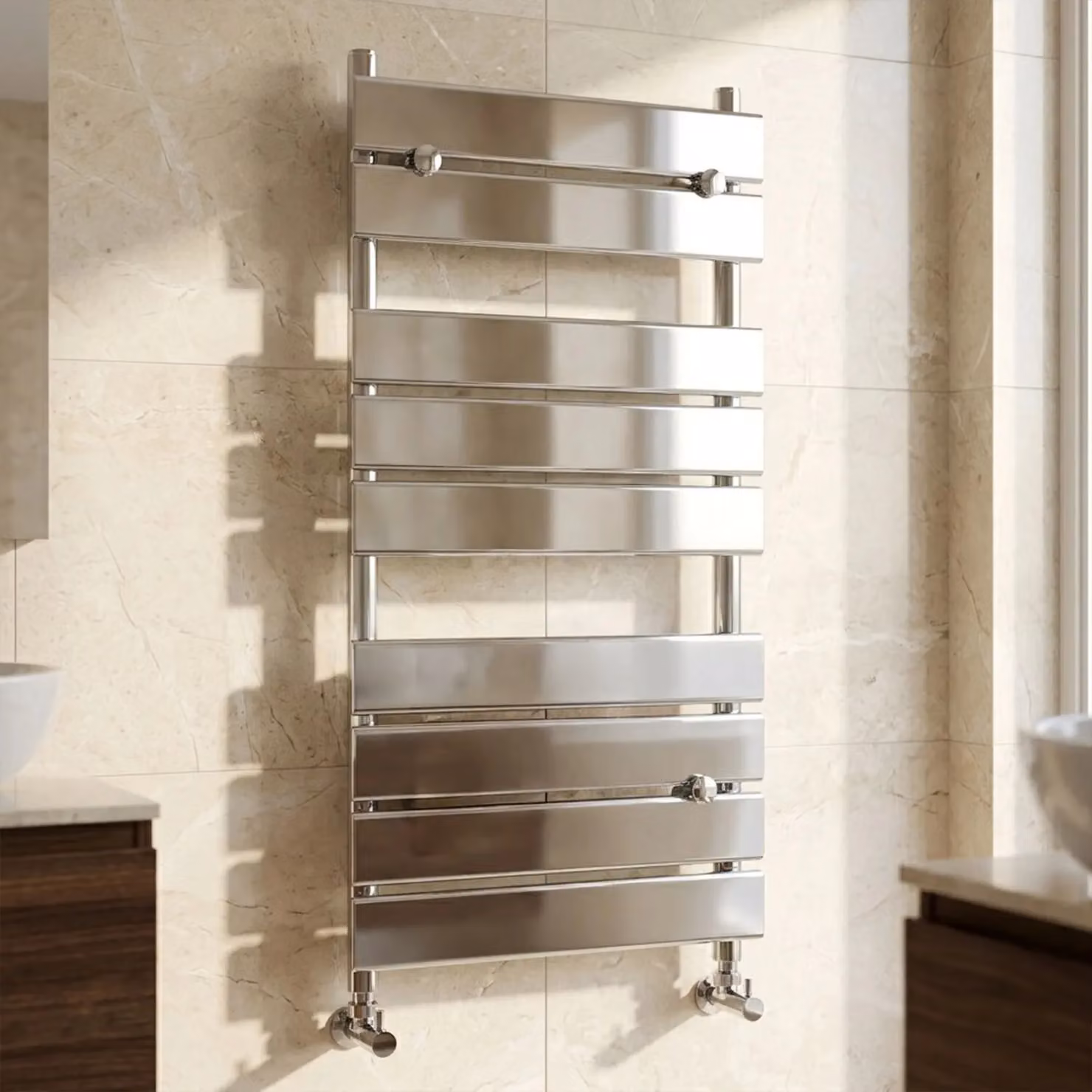 Balterley Contemporary Heated Towel Rail with 9 Flat Panels, Silver, W/H: 50 x 95 cm – 3