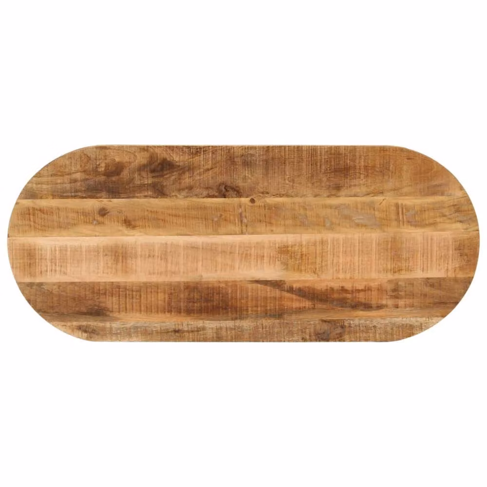 Berkfield Home Oval Solid Wood Rough Mango Table Top, Brown, W: 100 cm, D: 40 cm, H: 3.8 cm – 2