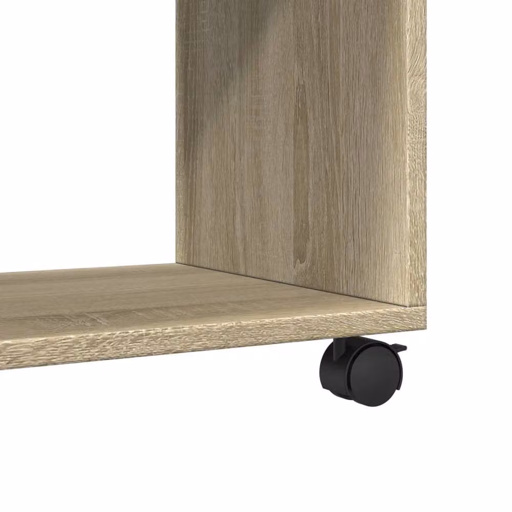 Berkfield Home vidaXL Rolling Cabinet in Sonoma Oak and Light Tan, W/D/H: 72 x 33 x 42.5 cm – 3