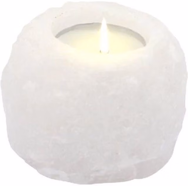 KDMK White Crystal Rock Himalayan Salt Tealight Candle Holder