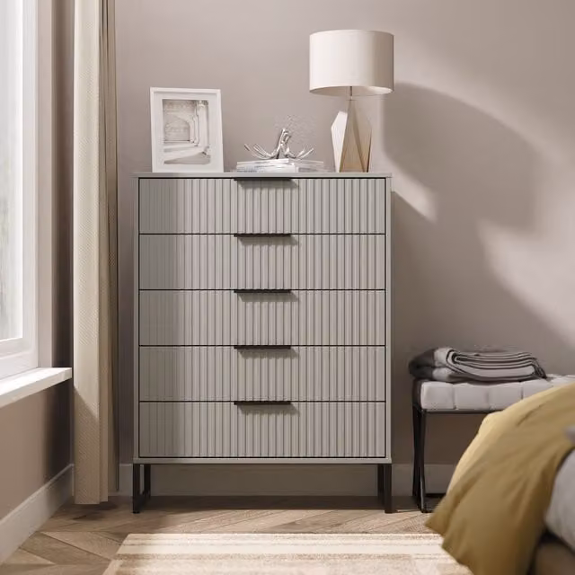 2 U Menai 5 Drawer Chest in Dark Grey and Black with Matt Metal Finish – 1