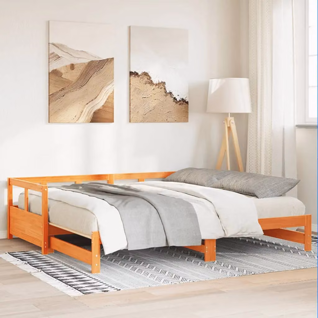 Berkfield Home Rustic Wax Brown Solid Wood Pine Daybed W/D/H: 80 x 200 cm – 2