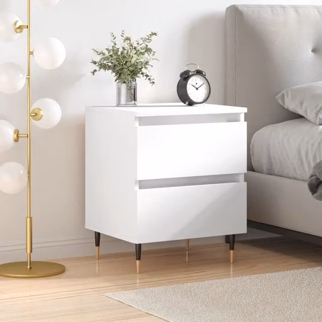 Berkfield Home White Bedside Cabinet W/D/H: 40 x 35 x 50 cm