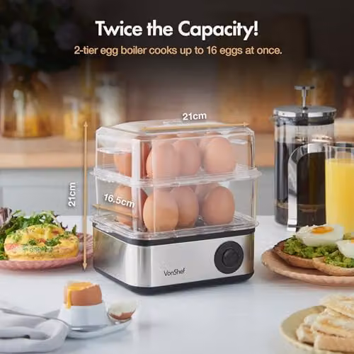 VonShef 3 in 1 Electric Egg Boiler, Poacher and Omelette Maker in Silver and Stainless Steel – 2