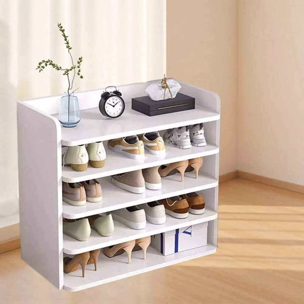 NESTLUNE White Minimalist Shoe Cabinet Rack Storage Cupboard, W/D/H: 100 x 15 x 72 cm – 3