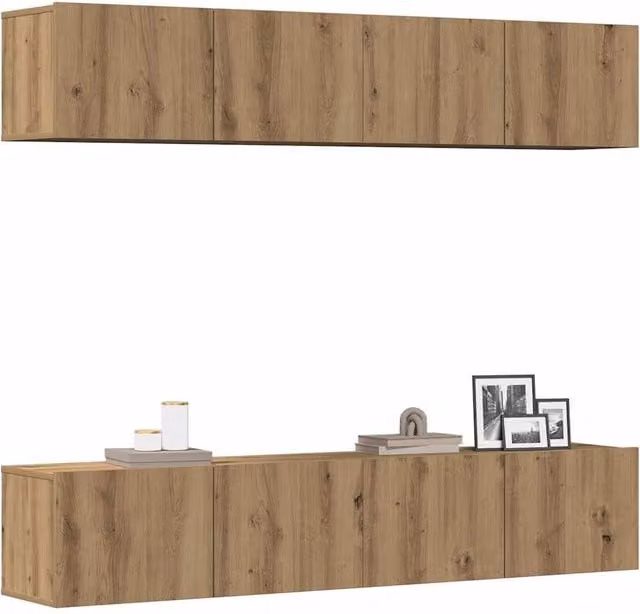 Berkfield Home Artisan Oak Wall Mounted TV Cabinets, 4 Piece Set in Brown