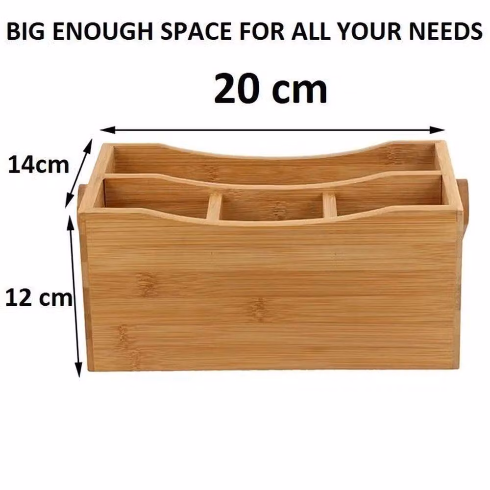 Havendro 4 Compartment Bamboo Cutlery and Utensil Holder in Natural Wood – 2