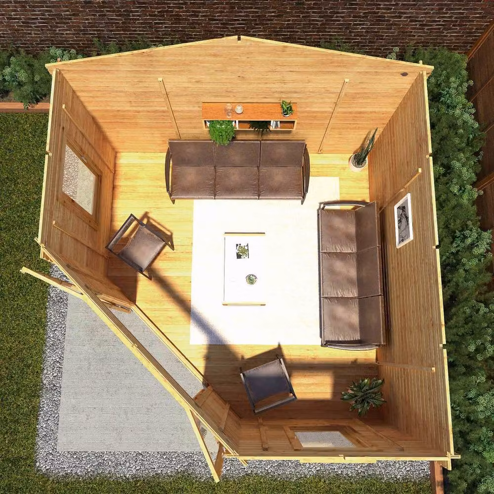 Mercia Brown 28 mm Rustic Wood Corner Log Cabin W: 409 cm, D: 415 cm, H: 286.7 cm – 3