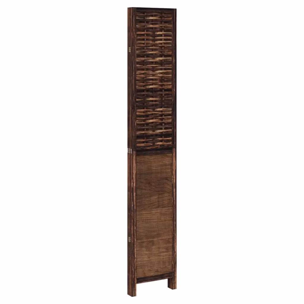 Berkfield Home 4 Panel Room Divider in Dark Brown Solid Paulownia Wood – 2