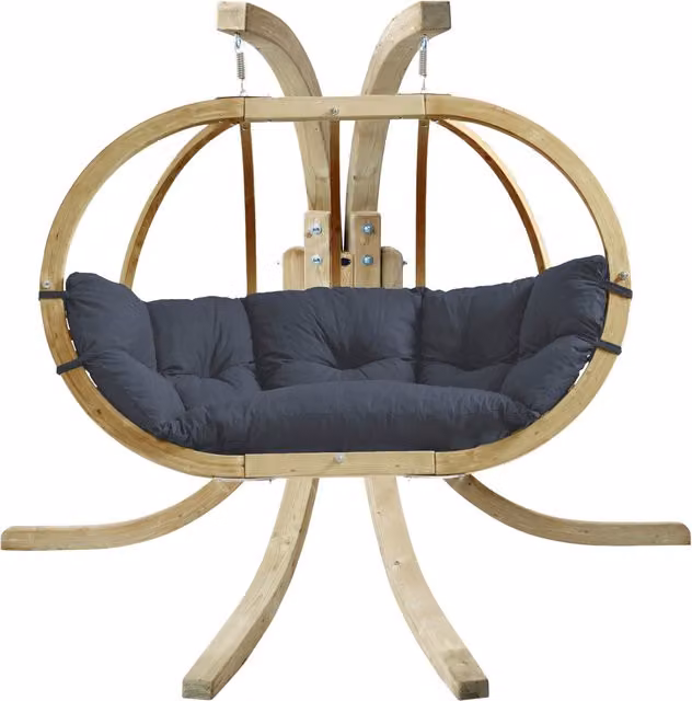 Globo Royal Anthracite Double Seater Hanging Egg Chair Set