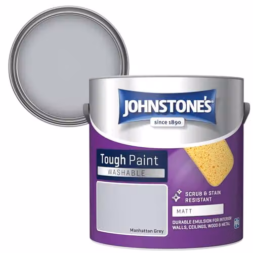 Johnstone's Manhattan Grey Matt Emulsion Paint, Water Based and Low Emission, 2.5L – 2