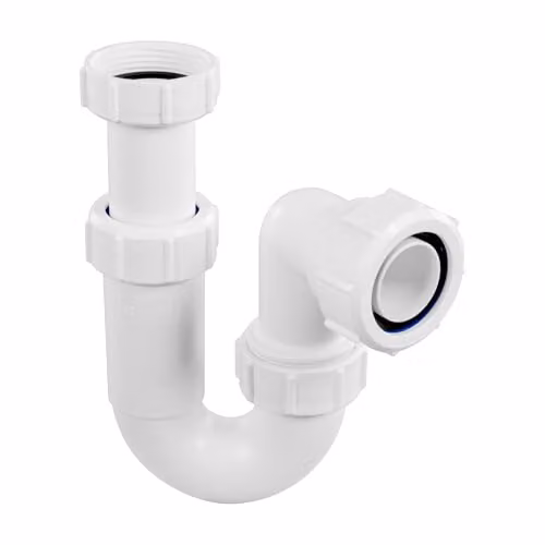 McAlpine ASA10-FS 75mm White Plastic Adjustable Inlet Tubular Swivel P Trap with Universal Outlet Fixed Stalk