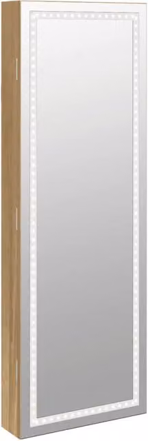 Berkfield Home Wall Mounted Mirror Jewellery Cabinet with LED Lights in Brown