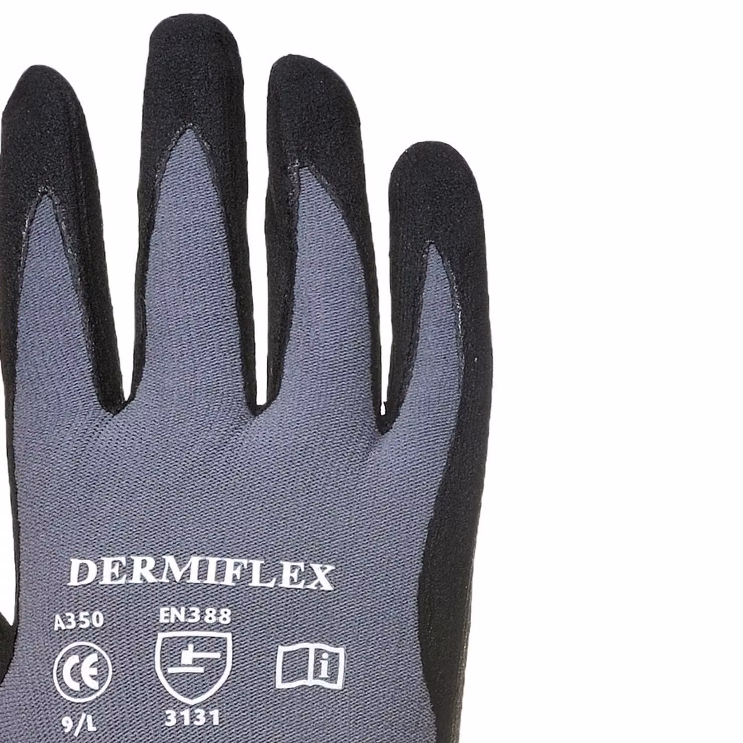 Portwest Dermiflex Nitrile Safety Work Gloves in Black, Size: Large – 2