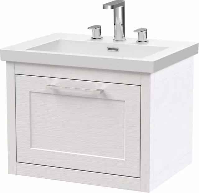 Balterley Blithbury Wall Hung 1 Drawer Vanity Basin Unit, White, Width: 60 cm
