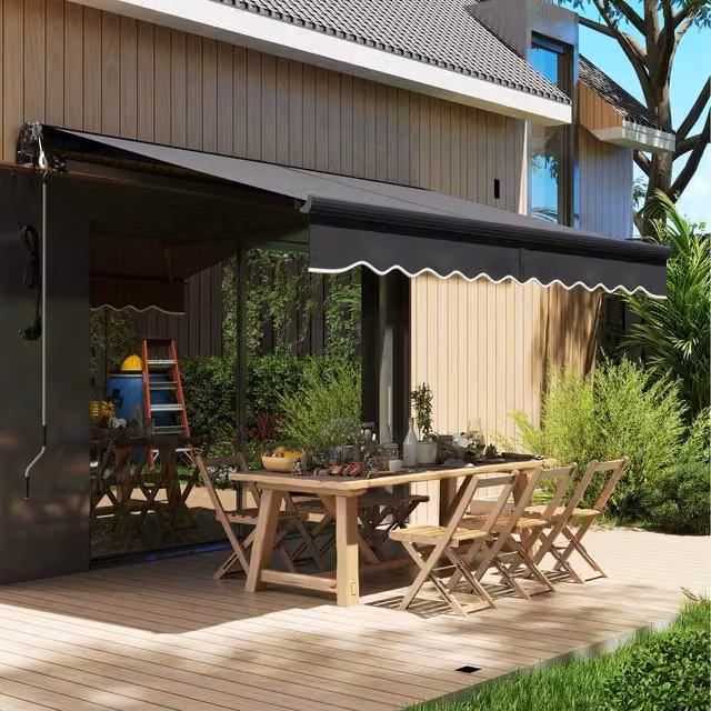 Outsunny Electric Retractable Awning with Aluminium Frame and Polyester Fabric, Grey, W: 296 cm, D: 250 cm, H: 150 cm