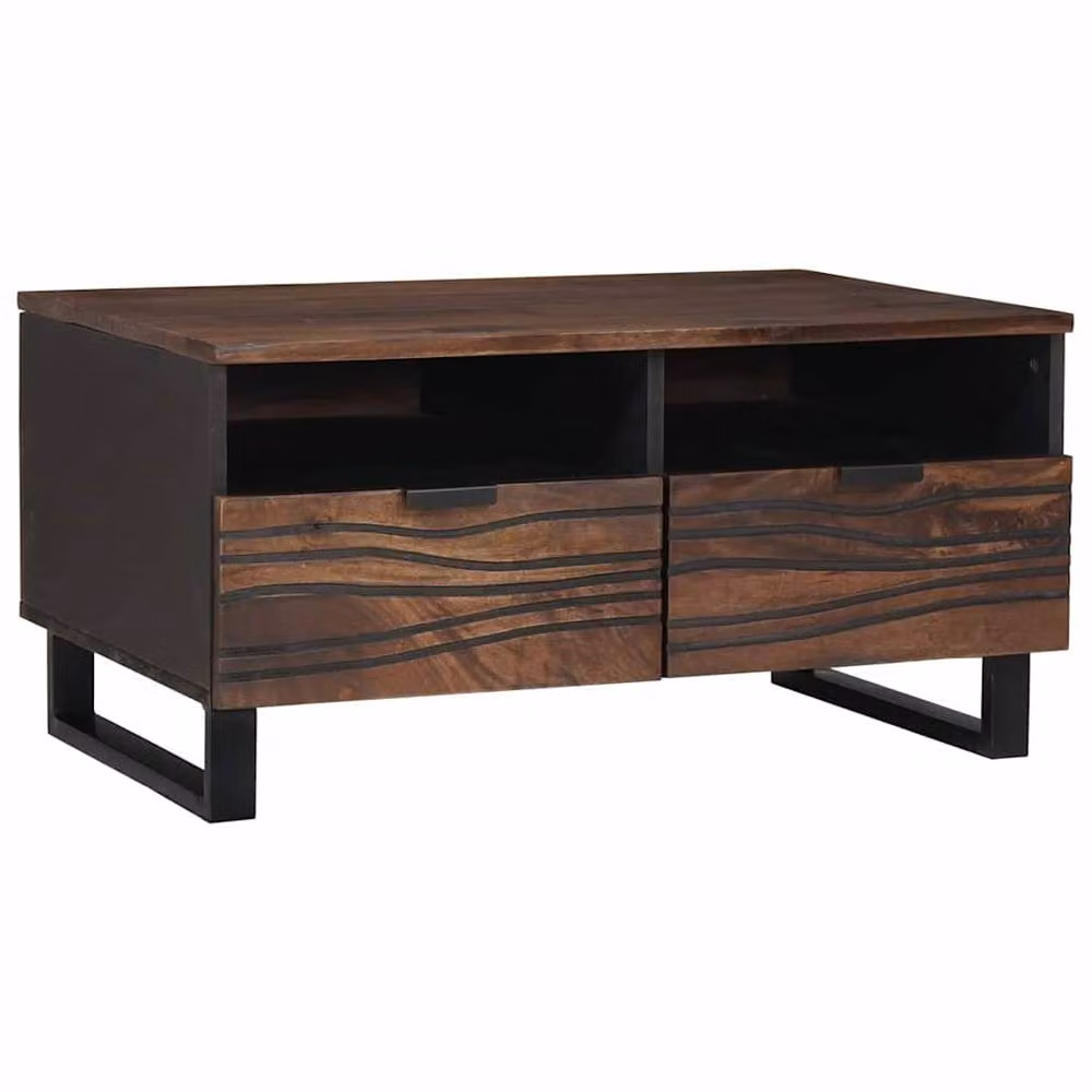 Berkfield Home Modern Rectangular Coffee Table in Brown Solid Mango Wood, W/D/H: 80 x 54 x 40 cm – 2