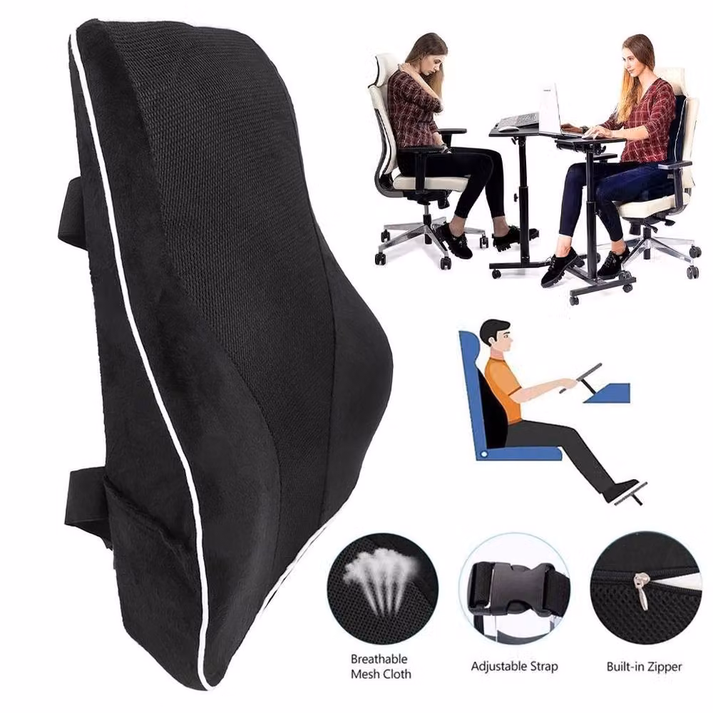 FLAVORA Black Contoured Memory Foam Wedge Lumbar Support Pillow, W/D/H: 100 x 190 x 1 cm – 3