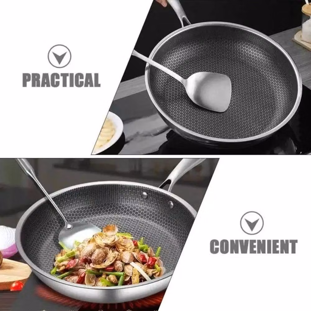 FLAVORA Grey Stainless Steel Induction Geo Hex Non Stick Frying Pan – 2