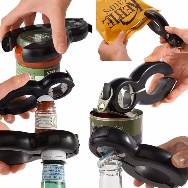 mysmartbuy 6 in 1 Multi Opener in Black, H: 2 cm x W: 14.5 cm x D: 6.2 cm – 1