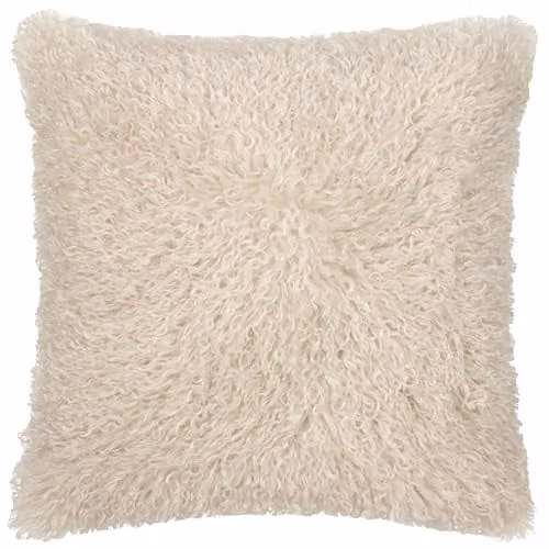 Furn Rowan Faux Fur and Velvet Decorative Cushion, Beige, W/D/H: 50 x 50 x 50 cm