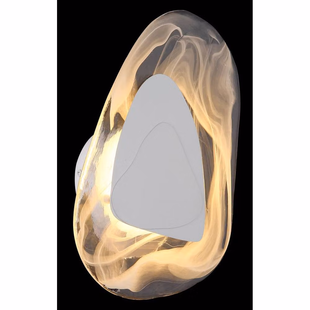 Netlighting Dorsey Integrated LED Wall Lamp in Matt White with Clear Glass Shade, Warm White 3000K – 2