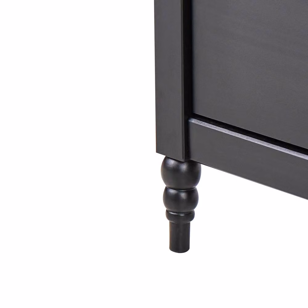 Wyld and Coco Retro Pine Bedside Table with 2 Drawers in Vintage Black – 6
