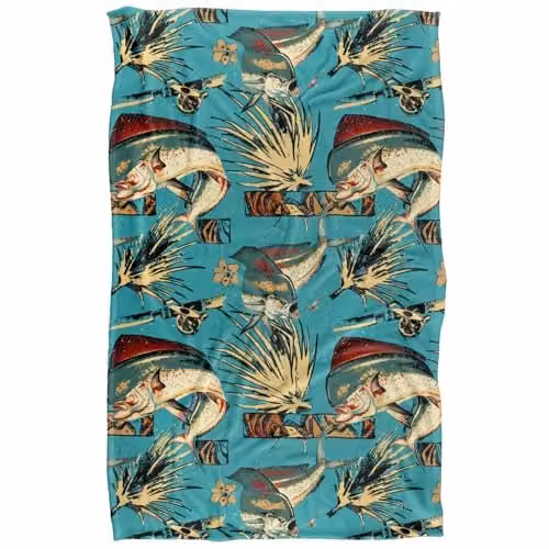 JQ Licensing Dorado Fishing Tiki Super Soft Fleece Throw Blanket, Multicolour, W: 91.44 cm, L: 147 cm – 1