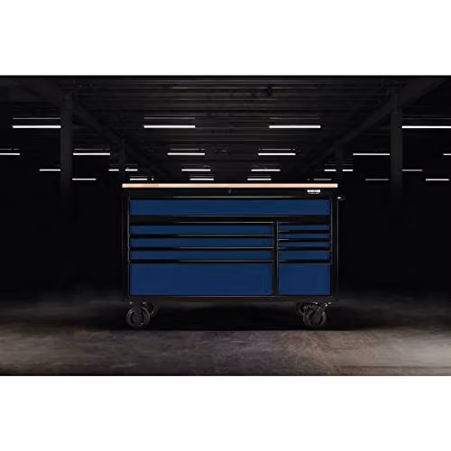 Draper 10 Drawer Blue Workbench Roller Tool Cabinet with Wood and Steel Worktop – 2