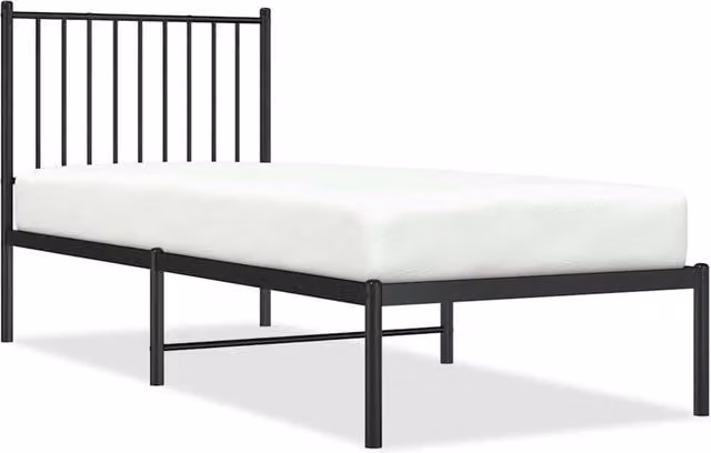 Berkfield Home Metal Bed Frame with Headboard in Black, Small Single, W/D/H: 75 x 190 cm – 1
