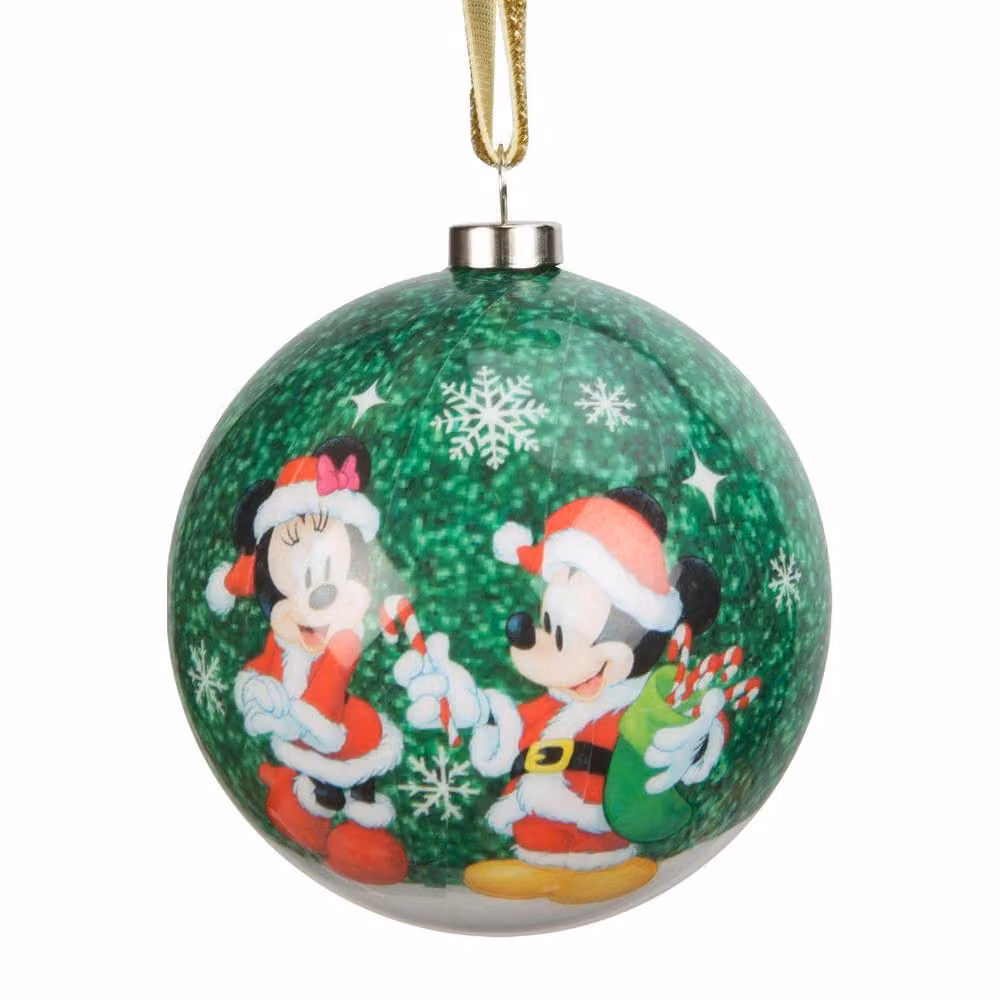 Disney Mickey & Minnie Set of 7 Glass Christmas Baubles in Red, Green, Gold and Silver – 2