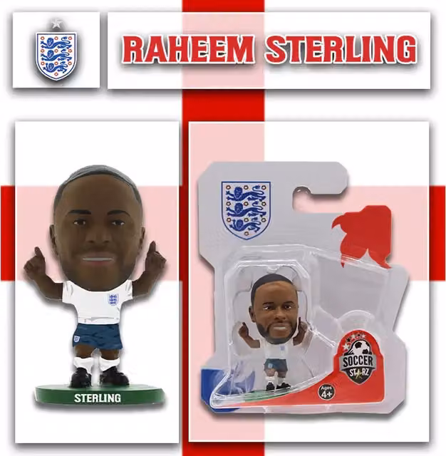SoccerStarz Raheem Sterling England FA 2022 Version Mini Figure, White, Height: 5 cm