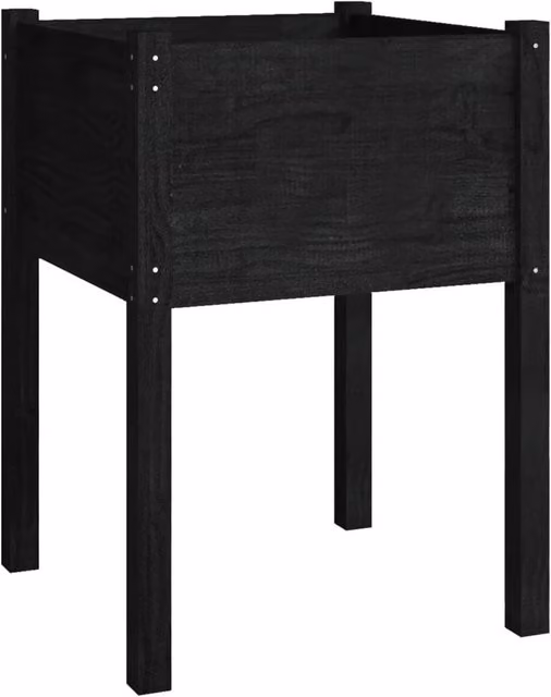 Berkfield Home Garden Black Wooden Raised Bed Planter W/D/H: 50 x 50 x 70 cm