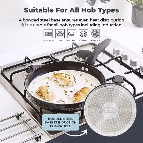 Tower Diamo 28cm Frying Pan with Black Diamond Ceramic Non-Stick Coating, Black – 6