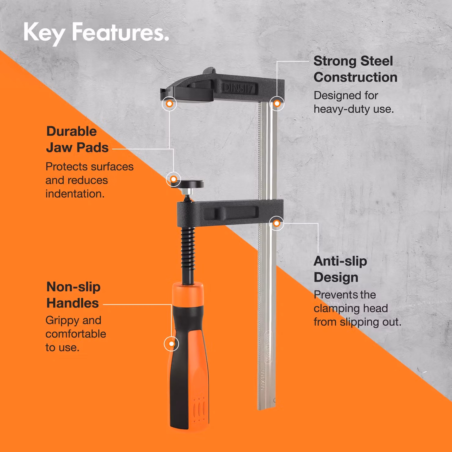 VonHaus 13 Piece Heavy Duty Quick Grip F Clamps for Woodworking in Silver and Orange – 3
