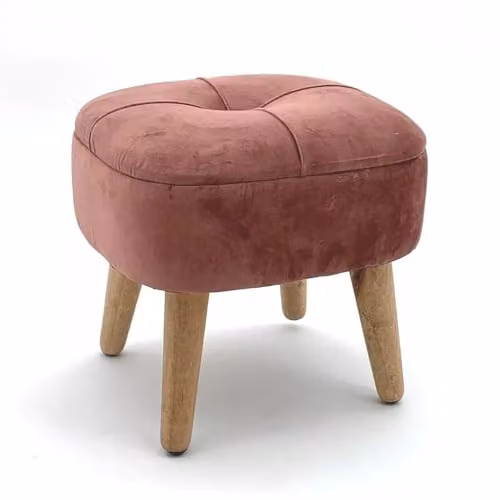 Minster Pink Velvet Storage Stool with Wood Frame, W/D/H: 30 x 30 x 34 cm