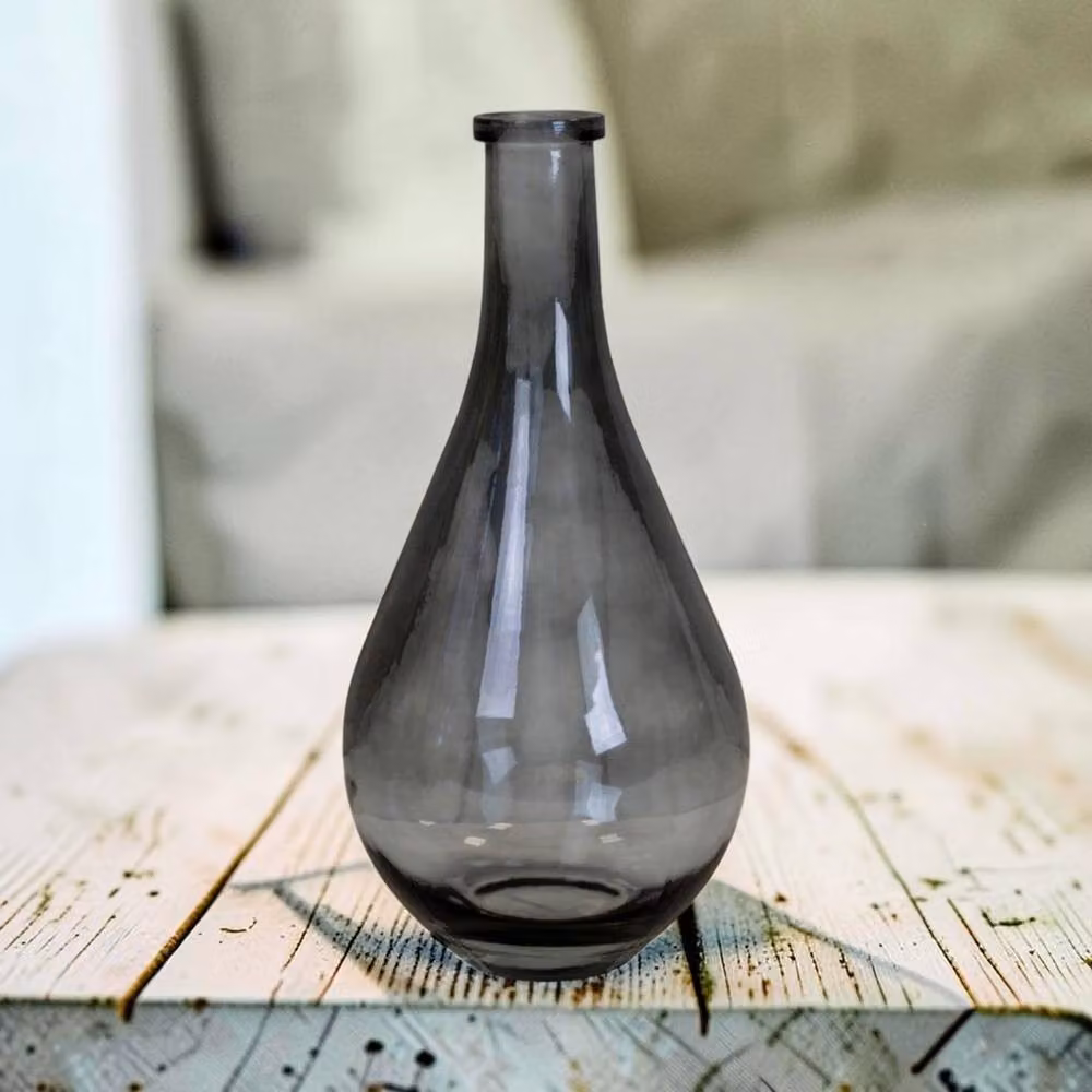 Four Candle Modern Round Glass Tall Bud Vase in Cool Grey, H: 37.0 cm, W: 18.0 cm, D: 18.0 cm – 2