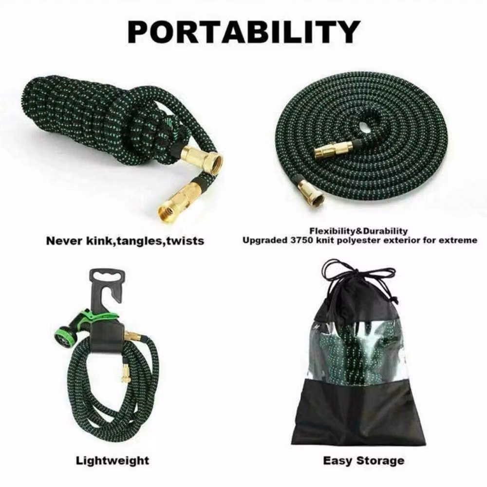 FLAVORA Heavy Duty Expandable Flexible Garden Hose in Black, 200ft – 4