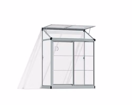 Palram Canopia Lean-to Grow House with Transparent Polycarbonate Panels and Silver Aluminium Frame