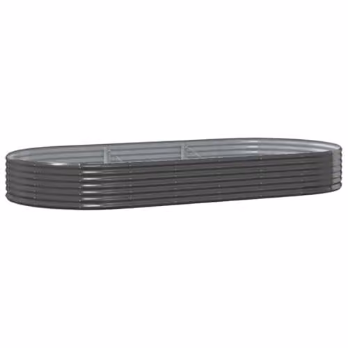 vidaXL Anthracite Galvanised Steel Garden Raised Bed W: 296 cm, D: 140 cm, H: 36 cm