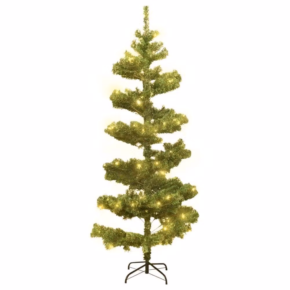 Berkfield Home Swirl Pre-lit LED Christmas Tree with Stand, Green, PVC, Height: 180 cm – 2
